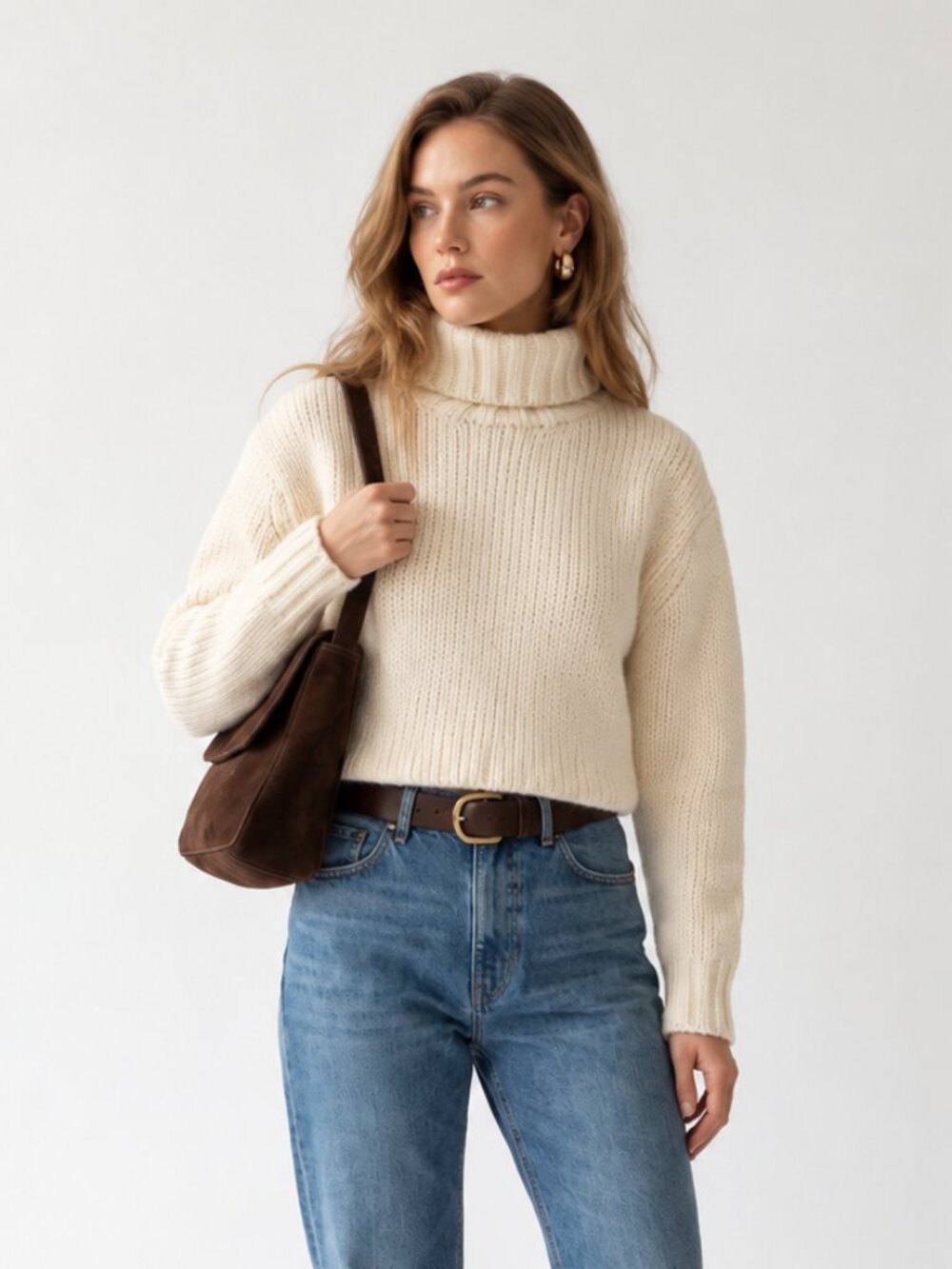 J.Crew Italian Wool Alpaca Chunky Turtleneck Sweater Ivory M B5875